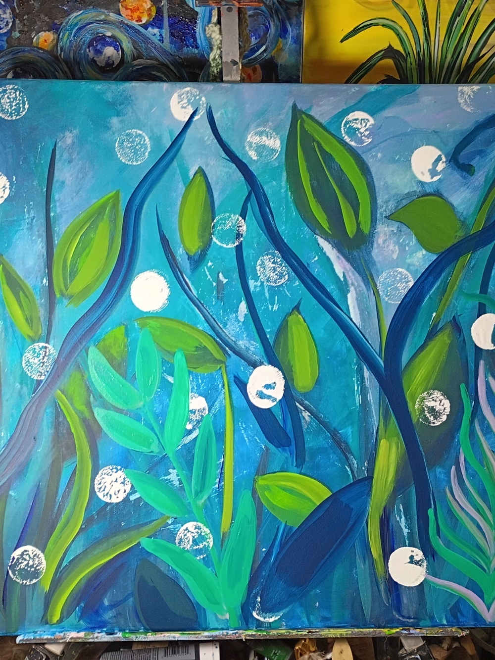 Original Painting By Rachael Potter Untitled Botanical Abstract On Canvas